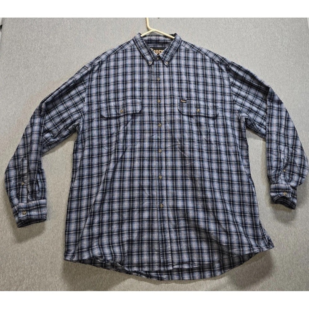 Rocky Shirt Mens 2XL Multicolor Plaid Cotton Pleated Long Sleeve Button Down